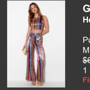 Gwen Purple Multi Striped Wide-Leg Pant & Zoie Purple Multi Striped Crop Top Set